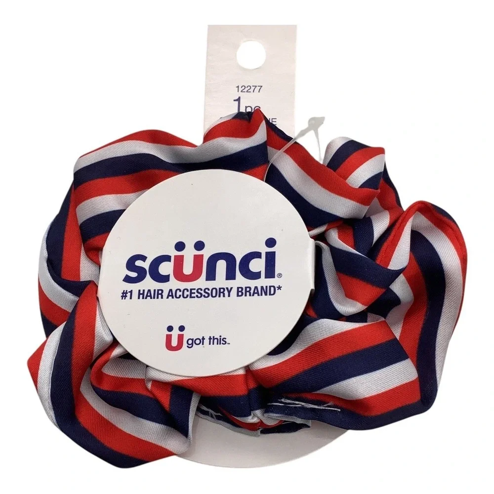 Scunci Hair Accessories 1‎ pc Scrunchie Red/White/Blue 12277 For Women & Girls